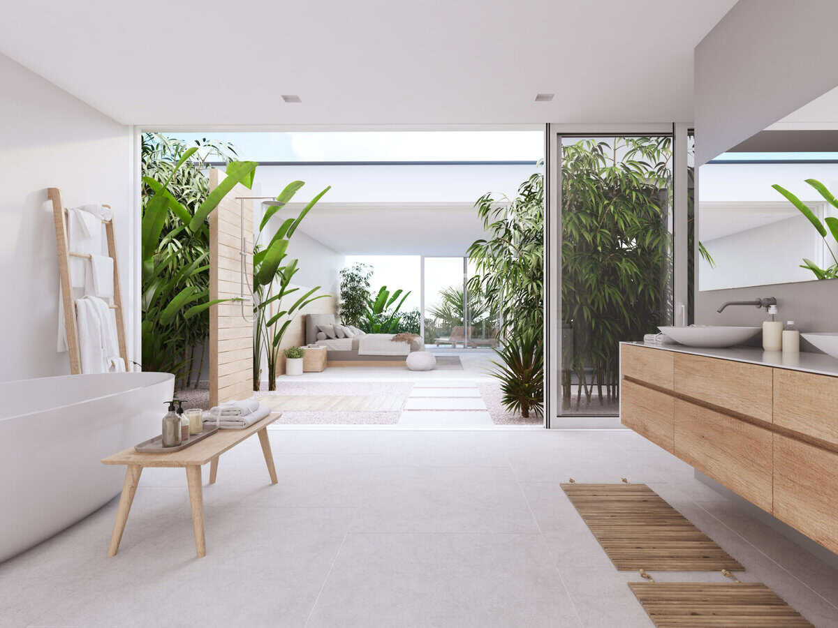 3d,Rendering.,New,Modern,Zen,Bathroom,With,Tropic,Plants 3d,Rendering.,New,Modern,Zen,Bathroom,With,Tropic,Plants